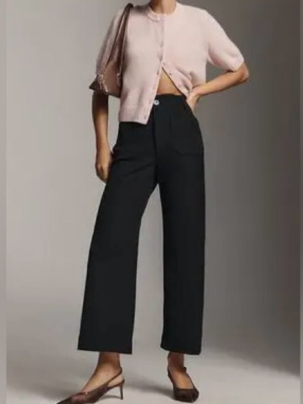 Anthropologie Maeve The Colette Stretch Twill Crop Wide-Leg Pants • Size 16